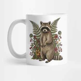 Vintage Raccoon and Forest Blooms Mug