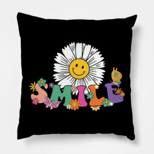 Happy Retro Daisy Smile Face Preppy Aesthetic Men Women Kid Pillow