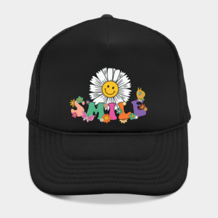 Happy Retro Daisy Smile Face Preppy Aesthetic Men Women Kid Hat
