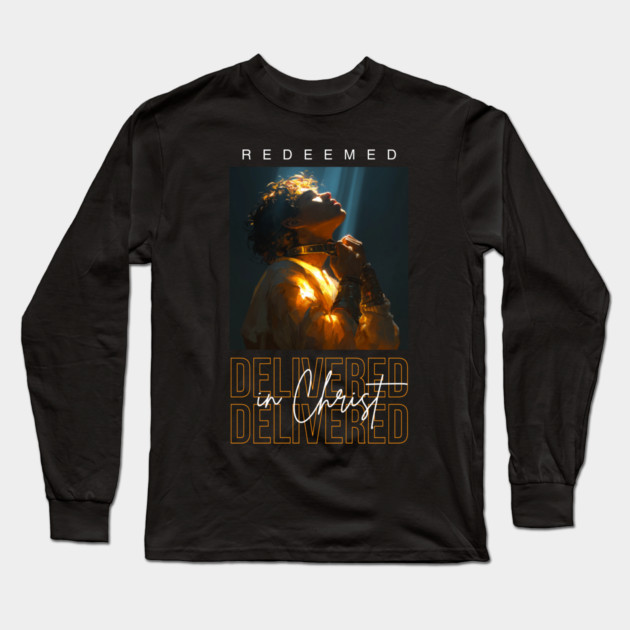 Delivered in Christ Long Sleeve T-Shirt by Simon's Store 7