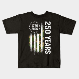 250 Years 1776 2026 Military Patriotic USA Independence Kids T-Shirt