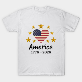 Patriotic USA Heart American Flag Stars Independence Anniversary T-Shirt