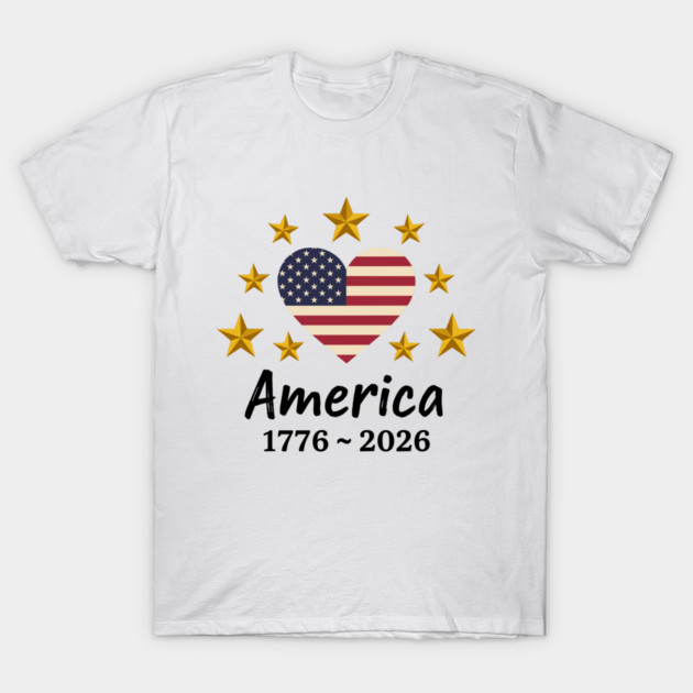 Patriotic USA Heart American Flag Stars Independence Anniversary T-Shirt by Chi's Store 1