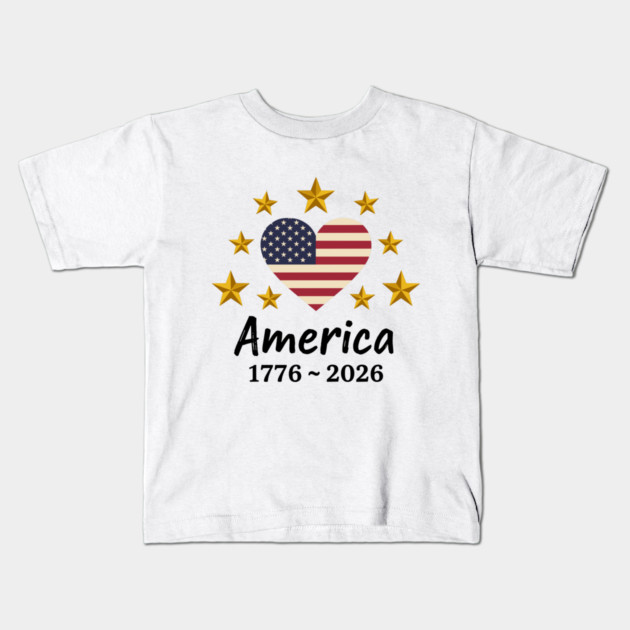 Patriotic USA Heart American Flag Stars Independence Anniversary Kids T-Shirt by Chi's Store 1