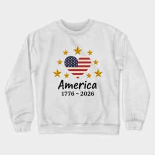 Patriotic USA Heart American Flag Stars Independence Anniversary Crewneck Sweatshirt