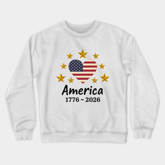 Patriotic USA Heart American Flag Stars Independence Anniversary Crewneck Sweatshirt by Chi's Store 1