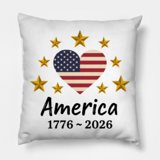 Patriotic USA Heart American Flag Stars Independence Anniversary Pillow