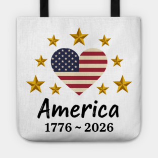 Patriotic USA Heart American Flag Stars Independence Anniversary Tote