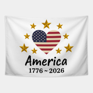 Patriotic USA Heart American Flag Stars Independence Anniversary Tapestry