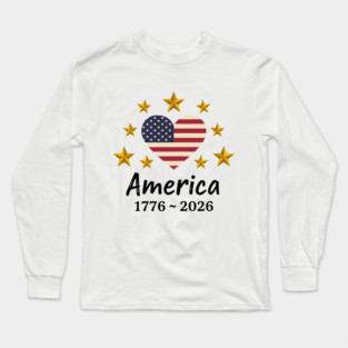 Patriotic USA Heart American Flag Stars Independence Anniversary Long Sleeve T-Shirt