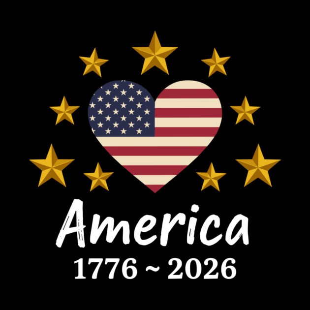 America 1776 2026 Patriotic Heart USA Independence Anniversary by Chi's Store 1