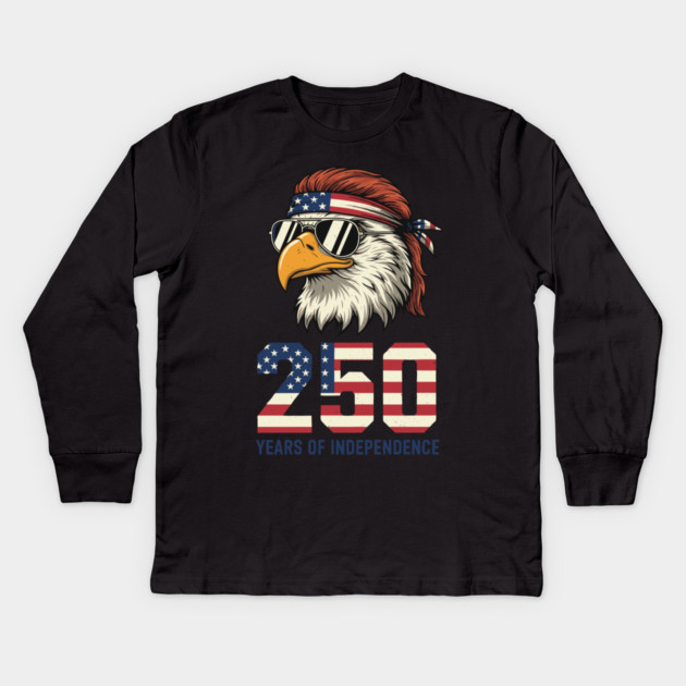 250 Years Of Independence Patriotic USA Eagle Anniversary Kids Long Sleeve T-Shirt by Chi's Store 1
