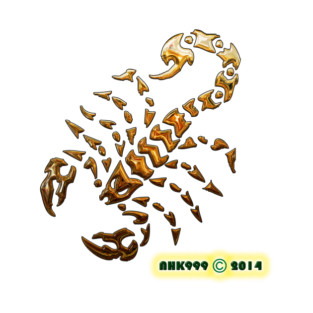 Golden Scorpion t-shirt and stickers. T-Shirt
