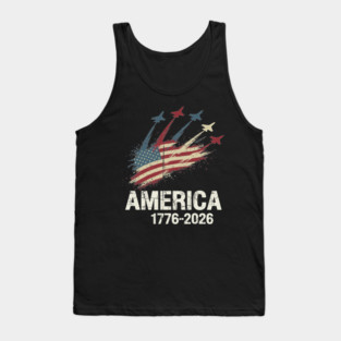 America 1776 2026 Patriotic Jets Airshow Freedom Anniversary Tank Top