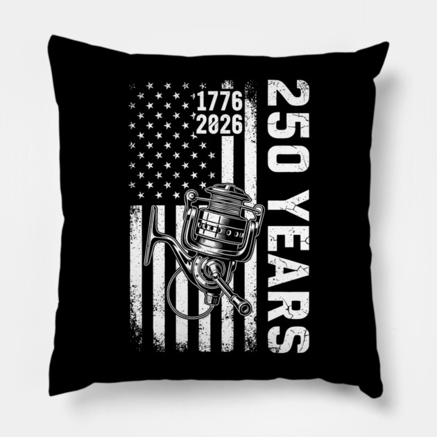 250 Years Fishing Patriotic USA Reel Flag Anniversary Pillow by Chi's Store 1