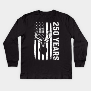 250 Years Patriotic Deer Hunting USA Independence Kids Long Sleeve T-Shirt