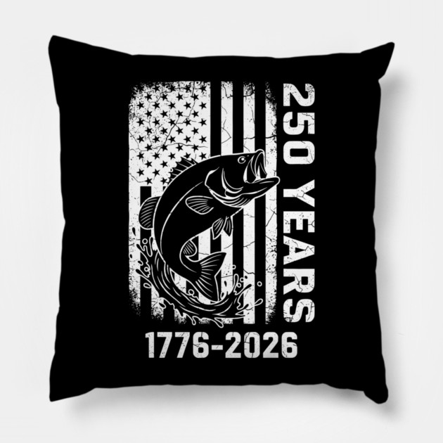 250 Years Patriotic Fishing USA Bass Independence Pillow by Chi's Store 1