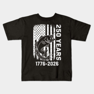 250 Years Patriotic Fishing USA Bass Independence Kids T-Shirt