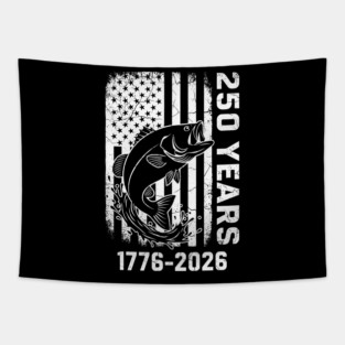 250 Years Patriotic Fishing USA Bass Independence Tapestry