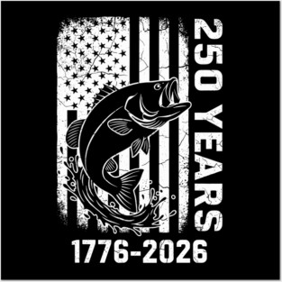 250 Years Patriotic Fishing USA Bass Independence Posters and Art