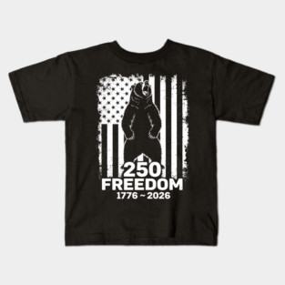 250 Years of Freedom Patriotic Bear USA Independence Kids T-Shirt