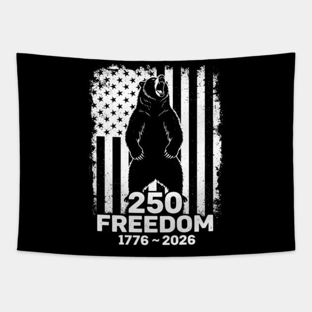 250 Years of Freedom Patriotic Bear USA Independence Tapestry by Chi's Store 1