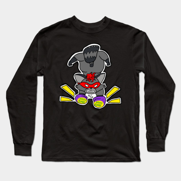 Ninja Raccoon Long Sleeve T-Shirt by Lou Johnson