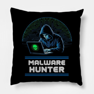MALWARE HUNTER Apparel for Developers Retro Coder and Security Experts Pillow