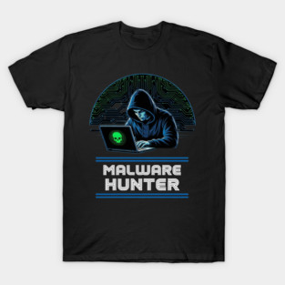 MALWARE HUNTER Apparel for Developers Retro Coder and Security Experts T-Shirt
