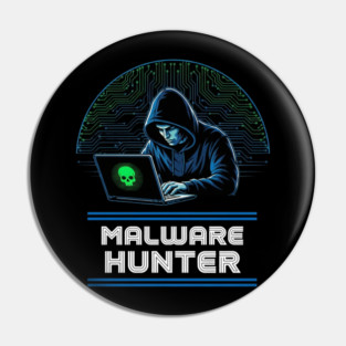 MALWARE HUNTER Apparel for Developers Retro Coder and Security Experts Pin