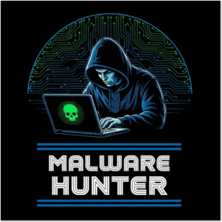 MALWARE HUNTER Apparel for Developers Retro Coder and Security Experts Posters and Art