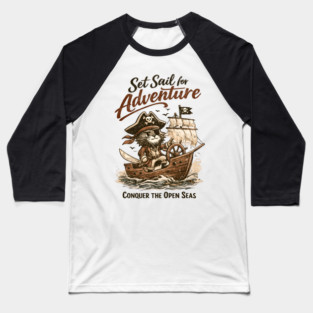 Set Sail for Adventure Cat Pirate Baseball T-Shirt
