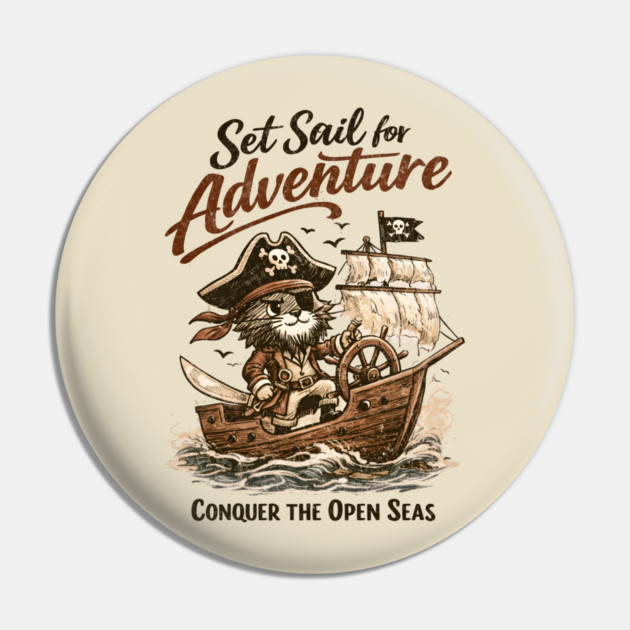 Set Sail for Adventure Cat Pirate Pin by Champanie's Store