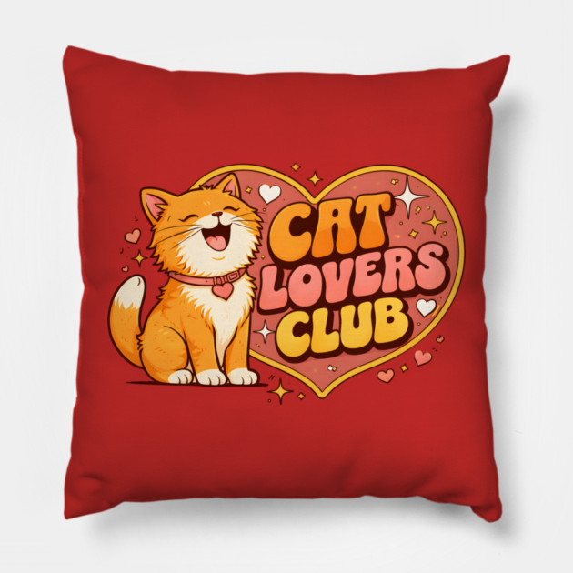 Cat Lovers Club Pillow by Champanie's Store