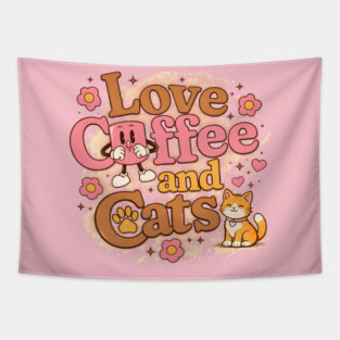Love Coffee and Cats Tapestry