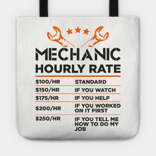 Mechanic Hourly Rate Auto Shop Humor Tote by Anticorporati