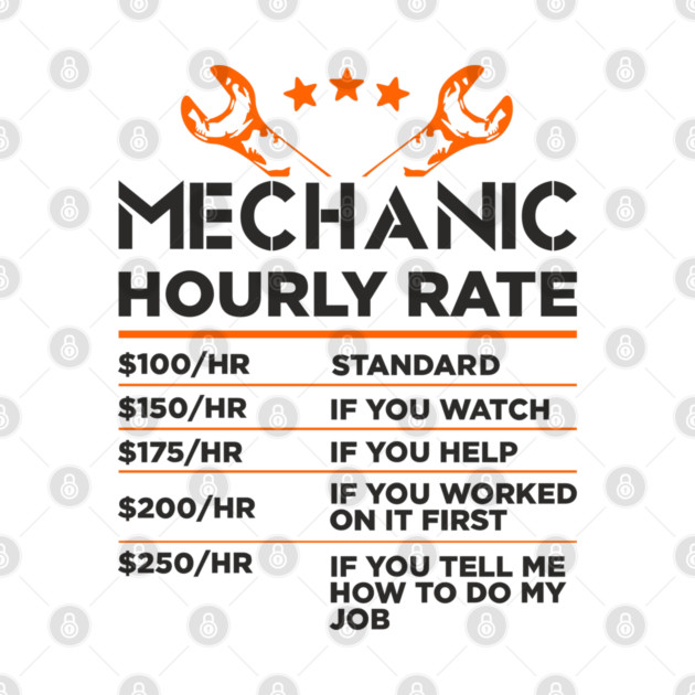Mechanic Hourly Rate Auto Shop Humor by Anticorporati