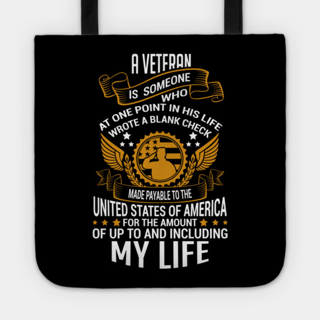 Veteran Blank Check To America Military Pride Tote by Anticorporati
