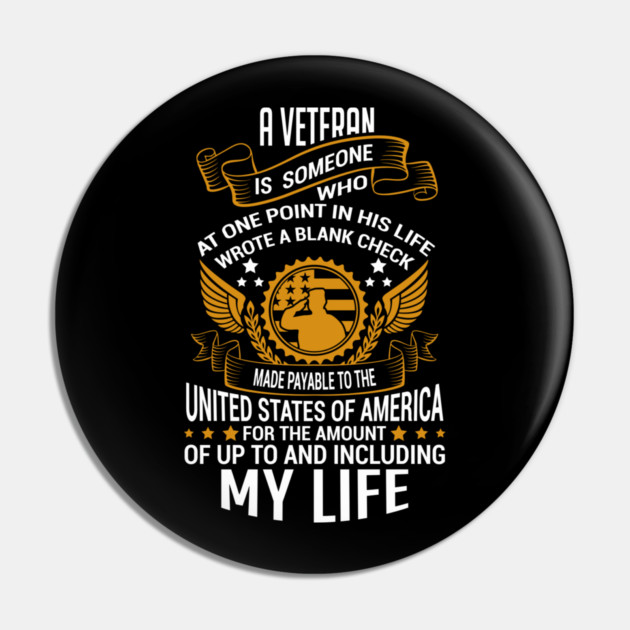 Veteran Blank Check To America Military Pride Pin by Anticorporati