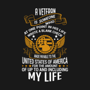 Veteran Blank Check To America Military Pride T-Shirt