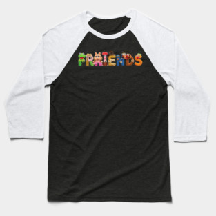 Hilarious FRIENDS Muppets Alphabet Letters Sesame Street Characters Typography Playful Colorful Font Baseball T-Shirt
