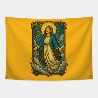 Assumption of Mary Blessed Mother Catholic Religious Faith Tapestry