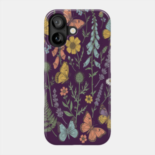 Delicate Butterfly and Wildflower Garden Phone Case