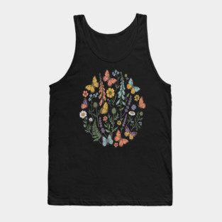 Delicate Butterfly and Wildflower Garden Tank Top