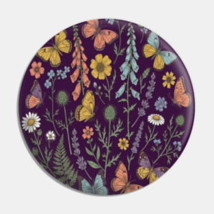 Delicate Butterfly and Wildflower Garden Pin