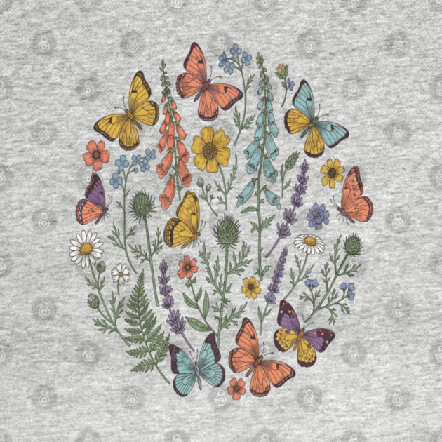 Delicate Butterfly and Wildflower Garden by BirdsnStuff