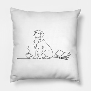 Coffee Dog and Books Lover Pillow