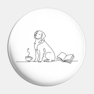 Coffee Dog and Books Lover Pin