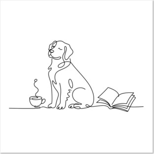 Coffee Dog and Books Lover Posters and Art