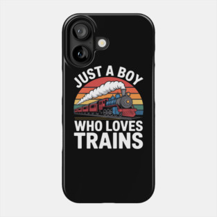 Kids Just A Boy Who Loves Trains-Graphic Phone Case